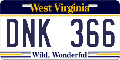 WV license plate DNK366
