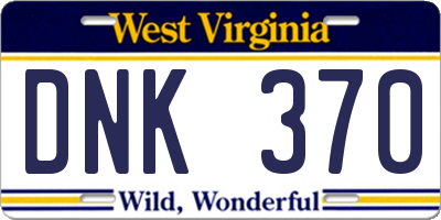 WV license plate DNK370