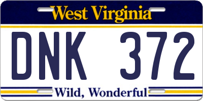 WV license plate DNK372