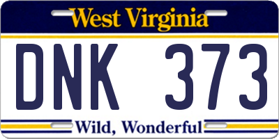 WV license plate DNK373