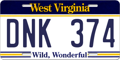 WV license plate DNK374