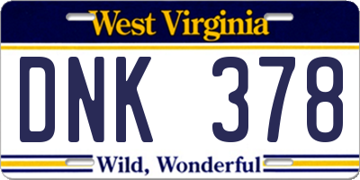 WV license plate DNK378