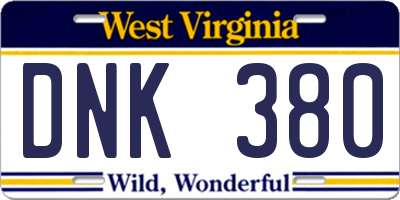 WV license plate DNK380