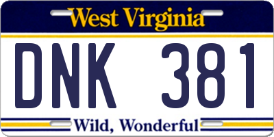 WV license plate DNK381