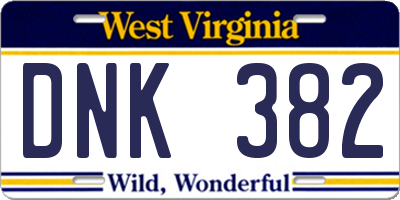 WV license plate DNK382