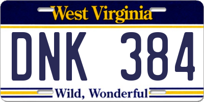 WV license plate DNK384