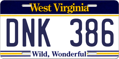 WV license plate DNK386