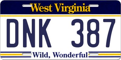 WV license plate DNK387