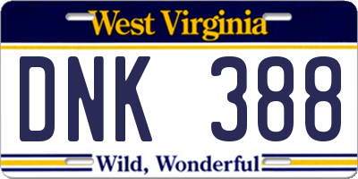 WV license plate DNK388