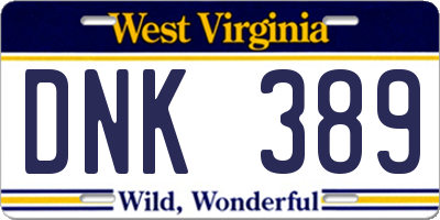 WV license plate DNK389
