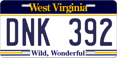 WV license plate DNK392