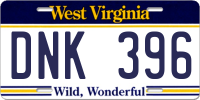 WV license plate DNK396