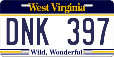 WV license plate DNK397