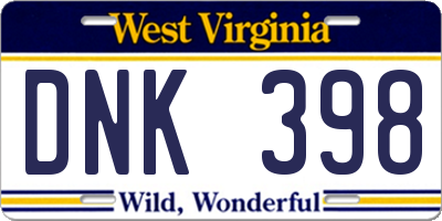 WV license plate DNK398