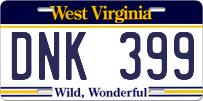 WV license plate DNK399