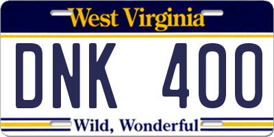 WV license plate DNK400
