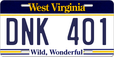 WV license plate DNK401