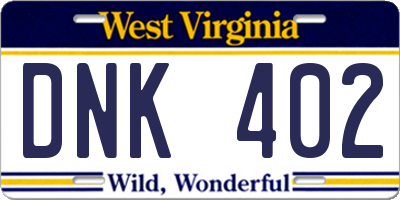 WV license plate DNK402