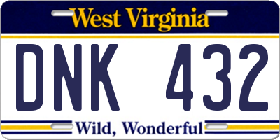 WV license plate DNK432