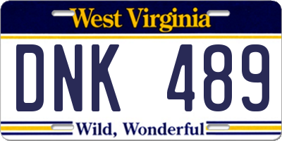 WV license plate DNK489