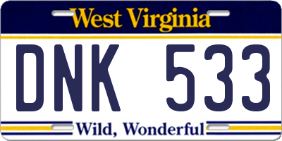 WV license plate DNK533