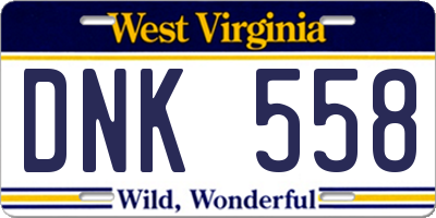 WV license plate DNK558