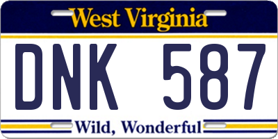 WV license plate DNK587
