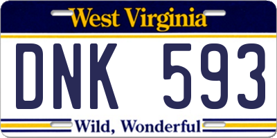 WV license plate DNK593