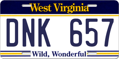 WV license plate DNK657