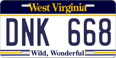 WV license plate DNK668