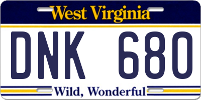 WV license plate DNK680