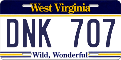 WV license plate DNK707