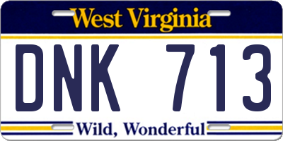 WV license plate DNK713