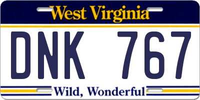 WV license plate DNK767