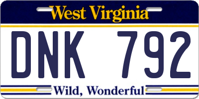 WV license plate DNK792