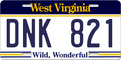 WV license plate DNK821