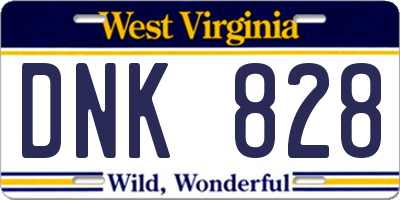 WV license plate DNK828
