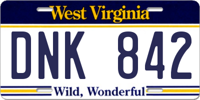 WV license plate DNK842