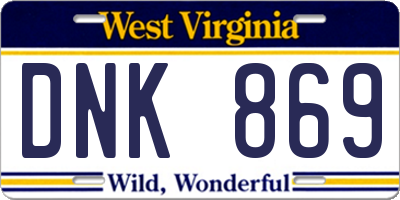 WV license plate DNK869