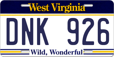 WV license plate DNK926