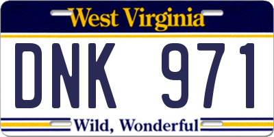 WV license plate DNK971