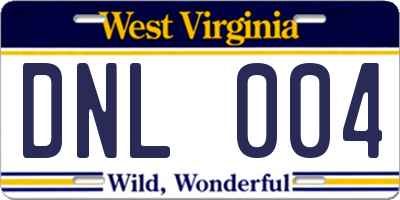 WV license plate DNL004