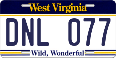 WV license plate DNL077