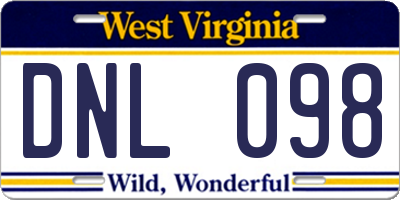 WV license plate DNL098