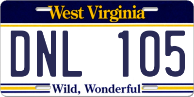 WV license plate DNL105