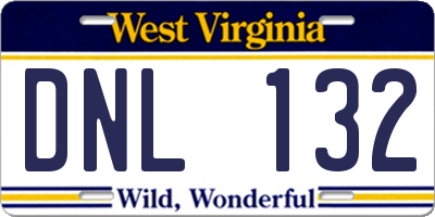 WV license plate DNL132
