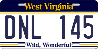 WV license plate DNL145