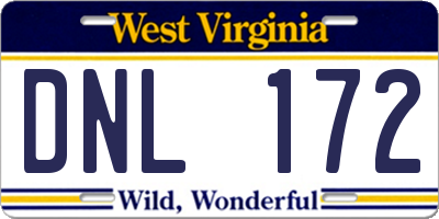 WV license plate DNL172