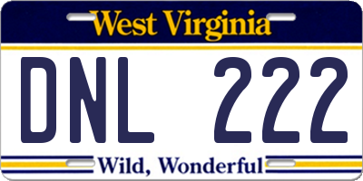 WV license plate DNL222
