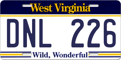 WV license plate DNL226